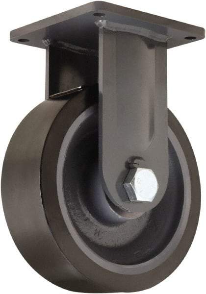 Hamilton - 12" Diam x 4" Wide x 15-1/2" OAH Top Plate Mount Rigid Caster - Polyurethane Mold on Forged Steel, 7,800 Lb Capacity, Tapered Roller Bearing, 8-1/2 x 8-1/2" Plate - USA Tool & Supply