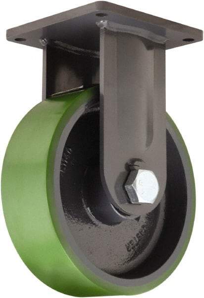 Hamilton - 16" Diam x 5" Wide x 19-1/2" OAH Top Plate Mount Rigid Caster - Polyurethane Mold onto Cast Iron Center, 10,000 Lb Capacity, Tapered Roller Bearing, 8-1/2 x 8-1/2" Plate - USA Tool & Supply