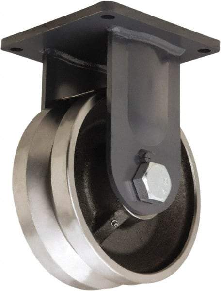 Hamilton - 10" Diam x 4" Wide, Forged Steel Rigid Caster - 16,000 Lb Capacity, Top Plate Mount, 8-1/2" x 8-1/2" Plate, Straight Roller Bearing - USA Tool & Supply