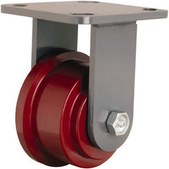Hamilton - 3-1/2" Diam x 1-7/16" Wide x 5-3/8" OAH Top Plate Mount Rigid Caster - Iron, 500 Lb Capacity, Tapered Roller Bearing, 4-1/2 x 6-1/4" Plate - USA Tool & Supply