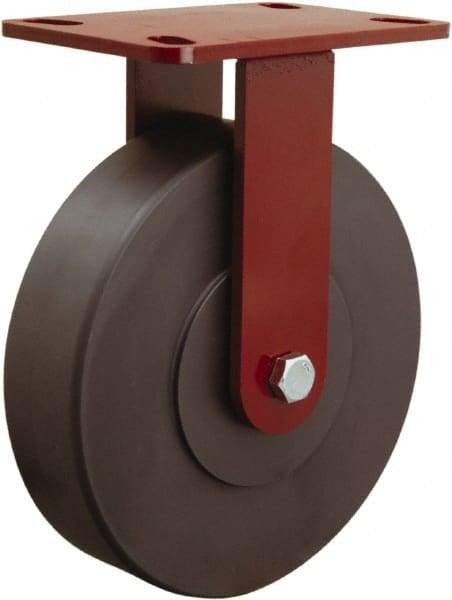 Hamilton - 8" Diam x 2" Wide x 9-3/4" OAH Top Plate Mount Rigid Caster - Nylon, 2,000 Lb Capacity, Sealed Precision Ball Bearing, 4-1/2 x 6-1/2" Plate - USA Tool & Supply