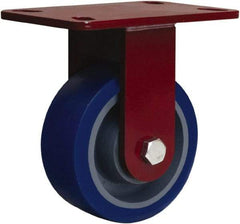 Hamilton - 5" Diam x 2" Wide x 6-3/4" OAH Top Plate Mount Rigid Caster - Polyurethane Mold onto Cast Iron Center, 840 Lb Capacity, Tapered Roller Bearing, 4-1/2 x 6-1/2" Plate - USA Tool & Supply