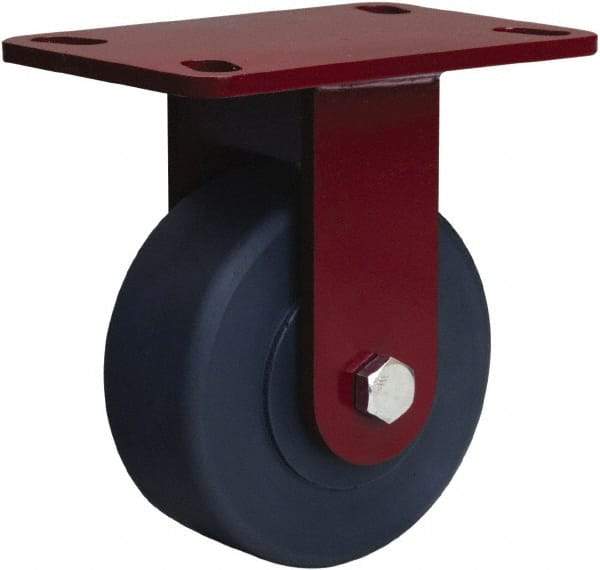 Hamilton - 5" Diam x 2" Wide x 6-3/4" OAH Top Plate Mount Rigid Caster - Nylon, 2,000 Lb Capacity, Sealed Precision Ball Bearing, 4-1/2 x 6-1/2" Plate - USA Tool & Supply