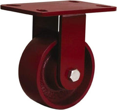Hamilton - 5" Diam x 2" Wide x 6-1/2" OAH Top Plate Mount Rigid Caster - Cast Iron, 1,300 Lb Capacity, Sealed Precision Ball Bearing, 4 x 5" Plate - USA Tool & Supply