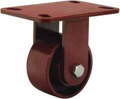 Hamilton - 4" Diam x 2" Wide x 5-5/8" OAH Top Plate Mount Rigid Caster - Cast Iron, 1,000 Lb Capacity, Sealed Precision Ball Bearing, 4-1/2 x 6-1/2" Plate - USA Tool & Supply