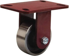 Hamilton - 4" Diam x 1-1/2" Wide x 5-5/8" OAH Top Plate Mount Rigid Caster - Forged Steel, 1,400 Lb Capacity, Straight Roller Bearing, 4-1/2 x 6-1/2" Plate - USA Tool & Supply