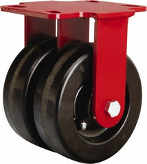 Hamilton - 6" Diam x 2" Wide x 7-3/4" OAH Top Plate Mount Rigid Caster - Phenolic, 2,400 Lb Capacity, Straight Roller Bearing, 4-1/2 x 6-1/2" Plate - USA Tool & Supply