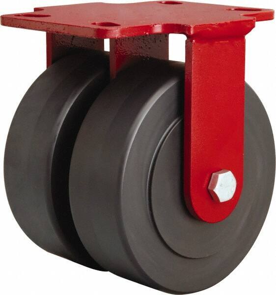 Hamilton - 6" Diam x 2" Wide x 7-3/4" OAH Top Plate Mount Rigid Caster - Nylon, 2,500 Lb Capacity, Sealed Precision Ball Bearing, 4-1/2 x 6-1/2" Plate - USA Tool & Supply