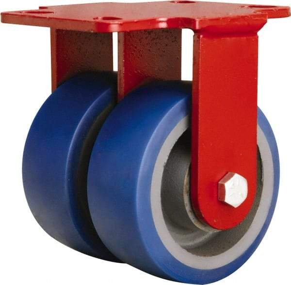 Hamilton - 5" Diam x 2" Wide x 6-3/4" OAH Top Plate Mount Rigid Caster - Polyurethane Mold onto Cast Iron Center, 1,680 Lb Capacity, Sealed Precision Ball Bearing, 4-1/2 x 6-1/2" Plate - USA Tool & Supply
