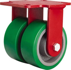 Hamilton - 5" Diam x 2" Wide x 6-3/4" OAH Top Plate Mount Rigid Caster - Polyurethane Mold onto Cast Iron Center, 2,100 Lb Capacity, Sealed Precision Ball Bearing, 4-1/2 x 6-1/2" Plate - USA Tool & Supply