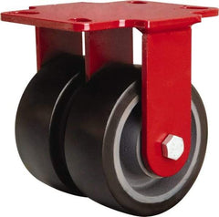 Hamilton - 5" Diam x 2" Wide x 6-3/4" OAH Top Plate Mount Rigid Caster - Polyurethane Mold onto Cast Iron Center, 2,720 Lb Capacity, Sealed Precision Ball Bearing, 4-1/2 x 6-1/2" Plate - USA Tool & Supply