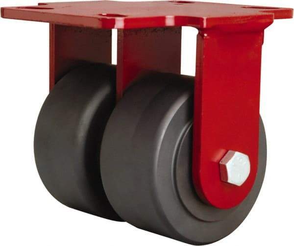 Hamilton - 4" Diam x 2" Wide x 5-5/8" OAH Top Plate Mount Dual Rigid Caster - Nylon, 2,500 Lb Capacity, Sealed Precision Ball Bearing, 4-1/2 x 6-1/2" Plate - USA Tool & Supply