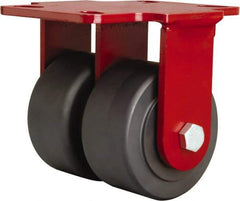 Hamilton - 4" Diam x 2" Wide x 5-5/8" OAH Top Plate Mount Dual Rigid Caster - Nylon, 2,500 Lb Capacity, Sealed Precision Ball Bearing, 4-1/2 x 6-1/2" Plate - USA Tool & Supply