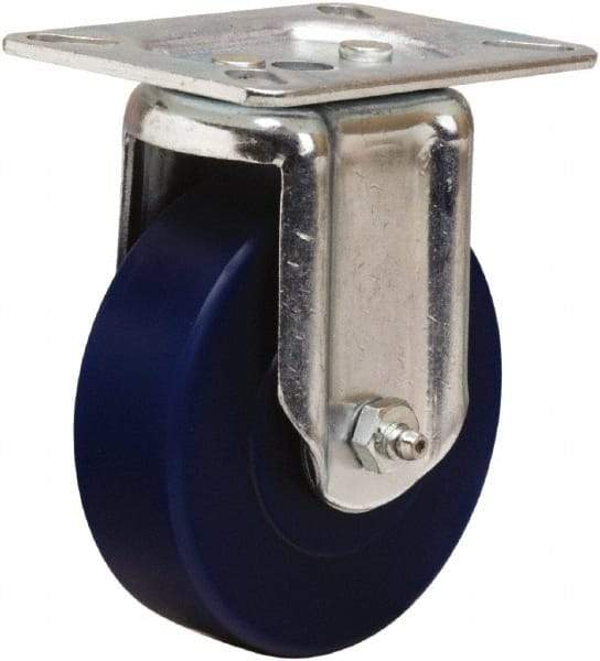 Hamilton - 4" Diam x 1-1/4" Wide x 5-1/16" OAH Top Plate Mount Rigid Caster - Polyurethane, 400 Lb Capacity, Straight Roller Bearing, 3-1/8 x 4-1/8" Plate - USA Tool & Supply