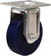 Hamilton - 4" Diam x 1-1/4" Wide x 5-1/16" OAH Top Plate Mount Rigid Caster - Polyurethane, 400 Lb Capacity, Straight Roller Bearing, 3-1/8 x 4-1/8" Plate - USA Tool & Supply