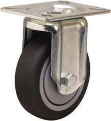 Hamilton - 4" Diam x 1-3/8" Wide x 5-1/16" OAH Top Plate Mount Rigid Caster - Rubber Mold on Polyolefin, 250 Lb Capacity, Precision Ball Bearing, 3-1/8 x 4-1/8" Plate - USA Tool & Supply