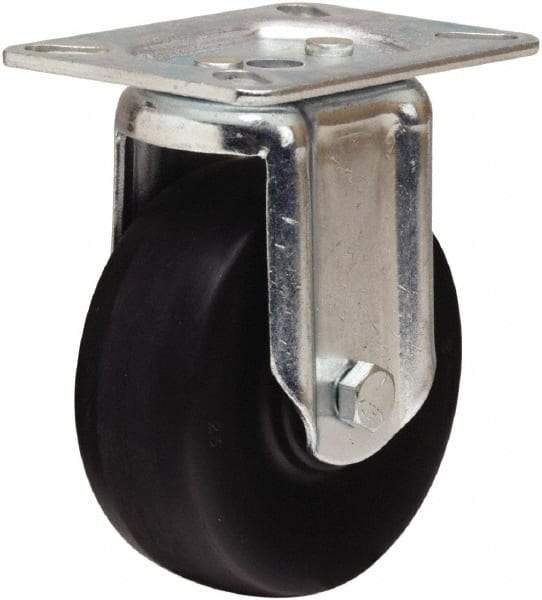 Hamilton - 4" Diam x 1-1/2" Wide x 5-1/16" OAH Top Plate Mount Rigid Caster - Hard Rubber, 300 Lb Capacity, Self-Lubricating Bearing, 3-1/8 x 4-1/8" Plate - USA Tool & Supply