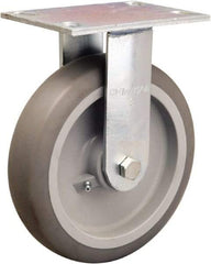 Hamilton - 8" Diam x 2" Wide x 9-1/2" OAH Top Plate Mount Rigid Caster - Rubber Mold on Polyolefin, 500 Lb Capacity, Straight Roller Bearing, 4-1/2 x 6-1/4" Plate - USA Tool & Supply