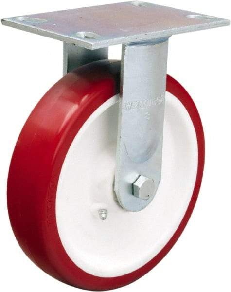 Hamilton - 8" Diam x 2" Wide x 9-1/2" OAH Top Plate Mount Rigid Caster - Polyurethane Mold on Polypropylene, 900 Lb Capacity, Straight Roller Bearing, 4-1/2 x 6-1/4" Plate - USA Tool & Supply
