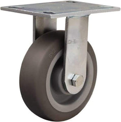 Hamilton - 6" Diam x 2" Wide x 7-1/2" OAH Top Plate Mount Rigid Caster - Rubber Mold on Polyolefin, 410 Lb Capacity, Straight Roller Bearing, 4-1/2 x 6-1/4" Plate - USA Tool & Supply