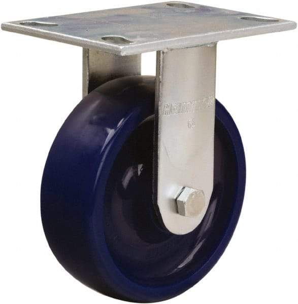 Hamilton - 6" Diam x 2" Wide x 7-1/2" OAH Top Plate Mount Rigid Caster - Polyurethane, 900 Lb Capacity, Sealed Precision Ball Bearing, 4-1/2 x 6-1/4" Plate - USA Tool & Supply