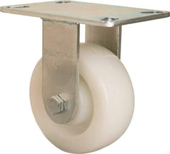 Hamilton - 5" Diam x 2" Wide x 6-1/2" OAH Top Plate Mount Rigid Caster - Nylon, 900 Lb Capacity, Sealed Precision Ball Bearing, 4-1/2 x 6-1/4" Plate - USA Tool & Supply