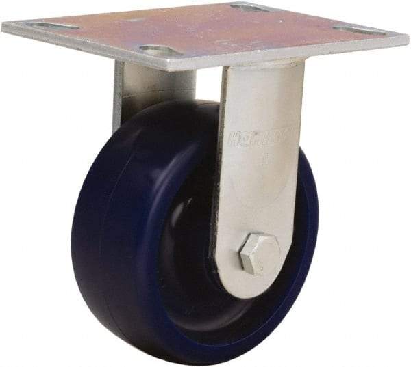 Hamilton - 5" Diam x 2" Wide x 6-1/2" OAH Top Plate Mount Rigid Caster - Polyurethane, 900 Lb Capacity, Sealed Precision Ball Bearing, 4-1/2 x 6-1/4" Plate - USA Tool & Supply