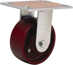 Hamilton - 5" Diam x 2" Wide x 6-1/2" OAH Top Plate Mount Rigid Caster - Cast Iron, 1,250 Lb Capacity, Sealed Precision Ball Bearing, 4-1/2 x 6-1/4" Plate - USA Tool & Supply