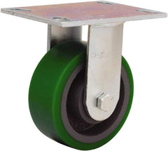 Hamilton - 5" Diam x 2" Wide x 6-1/2" OAH Top Plate Mount Rigid Caster - Polyurethane Mold onto Cast Iron Center, 900 Lb Capacity, Sealed Precision Ball Bearing, 4-1/2 x 6-1/4" Plate - USA Tool & Supply