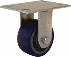 Hamilton - 4" Diam x 2" Wide x 5-5/8" OAH Top Plate Mount Rigid Caster - Polyurethane Mold onto Cast Iron Center, 600 Lb Capacity, Sealed Precision Ball Bearing, 4-1/2 x 6-1/4" Plate - USA Tool & Supply