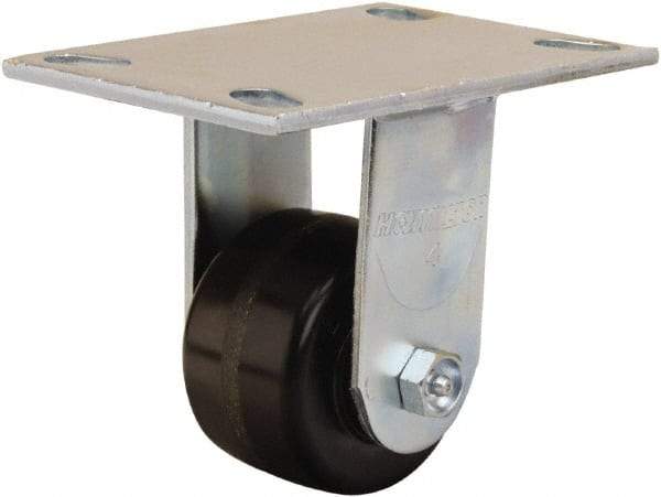 Hamilton - 3-1/4" Diam x 2" Wide x 5-1/4" OAH Top Plate Mount Rigid Caster - Phenolic, 700 Lb Capacity, Straight Roller Bearing, 4-1/2 x 6-1/4" Plate - USA Tool & Supply