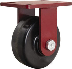 Hamilton - 6" Diam x 2-1/2" Wide x 7-1/2" OAH Top Plate Mount Rigid Caster - Phenolic, 1,800 Lb Capacity, Straight Roller Bearing, 5 x 7" Plate - USA Tool & Supply
