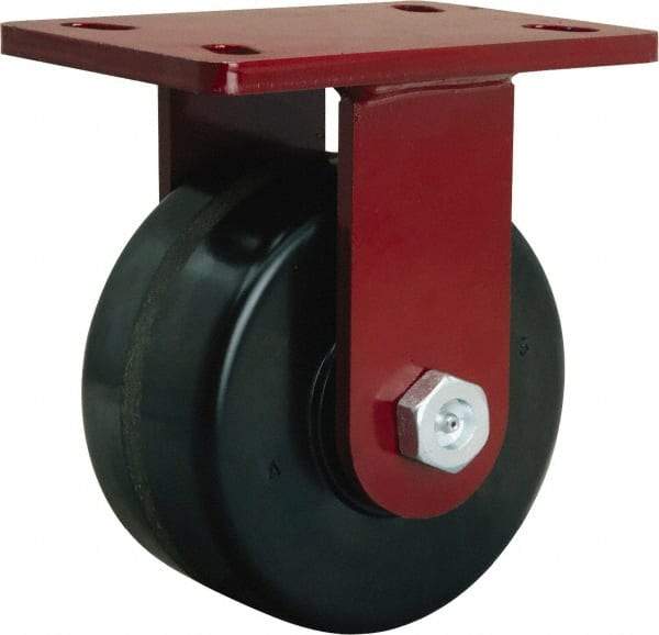Hamilton - 6" Diam x 3" Wide x 7-1/2" OAH Top Plate Mount Rigid Caster - Phenolic, 2,000 Lb Capacity, Straight Roller Bearing, 5 x 7" Plate - USA Tool & Supply