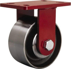 Hamilton - 6" Diam x 3" Wide x 7-1/2" OAH Top Plate Mount Rigid Caster - Forged Steel, 3,200 Lb Capacity, Sealed Precision Ball Bearing, 5 x 7" Plate - USA Tool & Supply