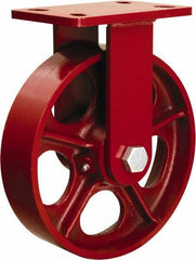 Hamilton - 10" Diam x 2-1/2" Wide x 11-1/2" OAH Top Plate Mount Rigid Caster - Cast Iron, 2,200 Lb Capacity, Tapered Roller Bearing, 5 x 7" Plate - USA Tool & Supply