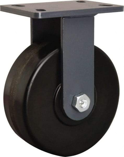 Hamilton - 8" Diam x 3" Wide x 10-1/4" OAH Top Plate Mount Rigid Caster - Phenolic, 2,400 Lb Capacity, Straight Roller Bearing, 5 x 7" Plate - USA Tool & Supply