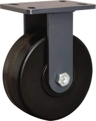 Hamilton - 8" Diam x 3" Wide x 10-1/4" OAH Top Plate Mount Rigid Caster - Phenolic, 2,400 Lb Capacity, Straight Roller Bearing, 5 x 7" Plate - USA Tool & Supply