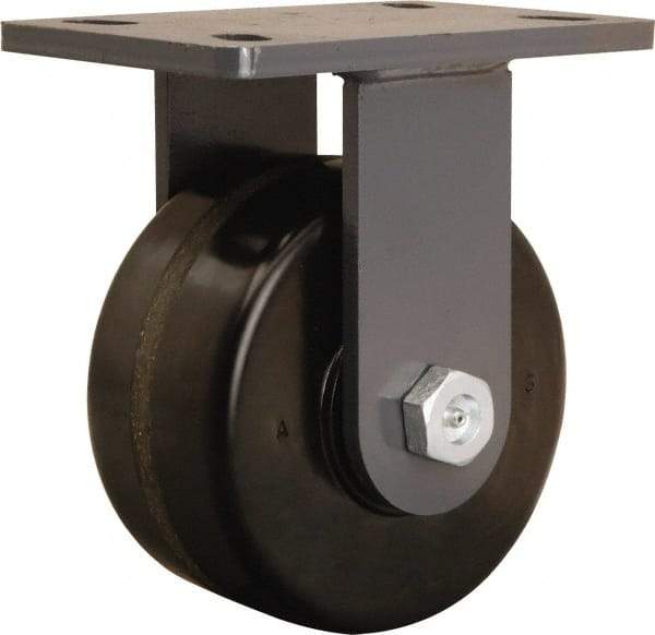 Hamilton - 6" Diam x 3" Wide x 7-3/4" OAH Top Plate Mount Rigid Caster - Phenolic, 2,200 Lb Capacity, Straight Roller Bearing, 5 x 7" Plate - USA Tool & Supply