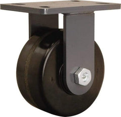 Hamilton - 6" Diam x 3" Wide x 7-3/4" OAH Top Plate Mount Rigid Caster - Phenolic, 2,200 Lb Capacity, Tapered Roller Bearing, 5 x 7" Plate - USA Tool & Supply