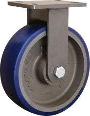 Hamilton - 10" Diam x 3" Wide x 12-1/16" OAH Top Plate Mount Rigid Caster - Polyurethane Mold onto Cast Iron Center, 2,400 Lb Capacity, Sealed Precision Ball Bearing, 5 x 7" Plate - USA Tool & Supply