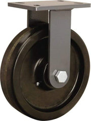 Hamilton - 10" Diam x 2-1/2" Wide x 12-1/16" OAH Top Plate Mount Rigid Caster - Phenolic, 2,400 Lb Capacity, Straight Roller Bearing, 5 x 7" Plate - USA Tool & Supply