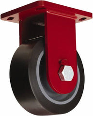 Hamilton - 8" Diam x 3" Wide x 10-1/2" OAH Top Plate Mount Rigid Caster - Polyurethane Mold on Forged Steel, 4,550 Lb Capacity, Tapered Roller Bearing, 6-1/2 x 7-1/2" Plate - USA Tool & Supply
