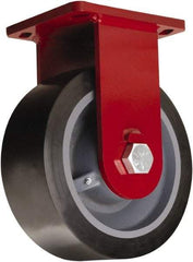 Hamilton - 10" Diam x 4" Wide x 12-1/2" OAH Top Plate Mount Rigid Caster - Polyurethane Mold on Forged Steel, 6,500 Lb Capacity, Tapered Roller Bearing, 6-1/2 x 7-1/2" Plate - USA Tool & Supply