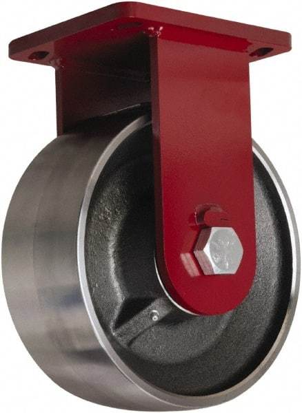 Hamilton - 10" Diam x 3" Wide x 12-1/2" OAH Top Plate Mount Rigid Caster - Forged Steel, 6,500 Lb Capacity, Tapered Roller Bearing, 6-1/2 x 7-1/2" Plate - USA Tool & Supply