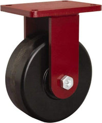 Hamilton - 8" Diam x 3" Wide x 10-1/2" OAH Top Plate Mount Rigid Caster - Phenolic, 3,000 Lb Capacity, Tapered Roller Bearing, 5-1/2 x 7-1/2" Plate - USA Tool & Supply