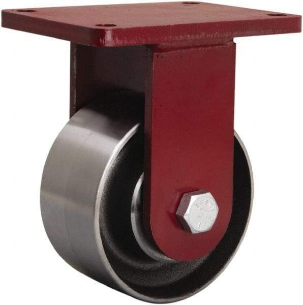 Hamilton - 6" Diam x 3" Wide x 8-1/2" OAH Top Plate Mount Rigid Caster - Forged Steel, 4,000 Lb Capacity, Tapered Roller Bearing, 5-1/2 x 7-1/2" Plate - USA Tool & Supply