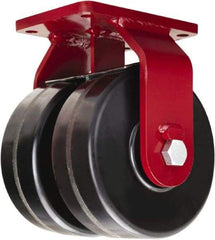 Hamilton - 6" Diam x 3" Wide x 8-1/2" OAH Top Plate Mount Dual Rigid Caster - Phenolic, 4,000 Lb Capacity, Straight Roller Bearing, 5-1/2 x 7-1/2" Plate - USA Tool & Supply