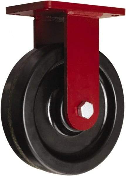 Hamilton - 10" Diam x 3" Wide x 12-1/2" OAH Top Plate Mount Rigid Caster - Phenolic, 2,900 Lb Capacity, Straight Roller Bearing, 5-1/2 x 7-1/2" Plate - USA Tool & Supply