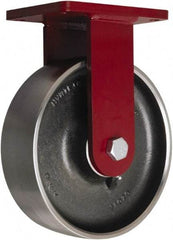 Hamilton - 10" Diam x 3" Wide x 11-1/2" OAH Top Plate Mount Rigid Caster - Forged Steel, 3,200 Lb Capacity, Sealed Precision Ball Bearing, 5 x 7" Plate - USA Tool & Supply
