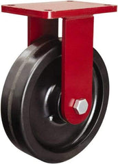 Hamilton - 10" Diam x 2-1/2" Wide x 12-1/2" OAH Top Plate Mount Rigid Caster - Phenolic, 2,500 Lb Capacity, Tapered Roller Bearing, 5-1/2 x 7-1/2" Plate - USA Tool & Supply